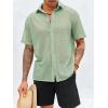 imageRuncati Mens Button Down Shirt Knit Crochet Hollow Out Short Sleeve Sweater Casual Summer TopsLight Green