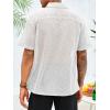 imageRuncati Mens Button Down Shirt Knit Crochet Hollow Out Short Sleeve Sweater Casual Summer TopsWhite