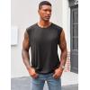 imageRuncati Mens Sleeveless Tank Tops Workout Cut Off Shirt Athletic Muscle Gym T ShirtsBlack Gray