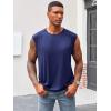 imageRuncati Mens Sleeveless Tank Tops Workout Cut Off Shirt Athletic Muscle Gym T ShirtsNavy