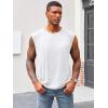 imageRuncati Mens Sleeveless Tank Tops Workout Cut Off Shirt Athletic Muscle Gym T ShirtsWhite