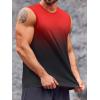 imageRuncati Mens Sleeveless Tank Tops Workout Muscle Gym T Shirts Crew Neck Gradient Tee TopsRed