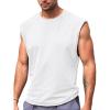 imageRuncati Mens Sleeveless Tank Tops Workout Cut Off Shirt Athletic Muscle Gym T ShirtsWhite
