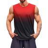 imageRuncati Mens Sleeveless Tank Tops Workout Muscle Gym T Shirts Crew Neck Gradient Tee TopsRed