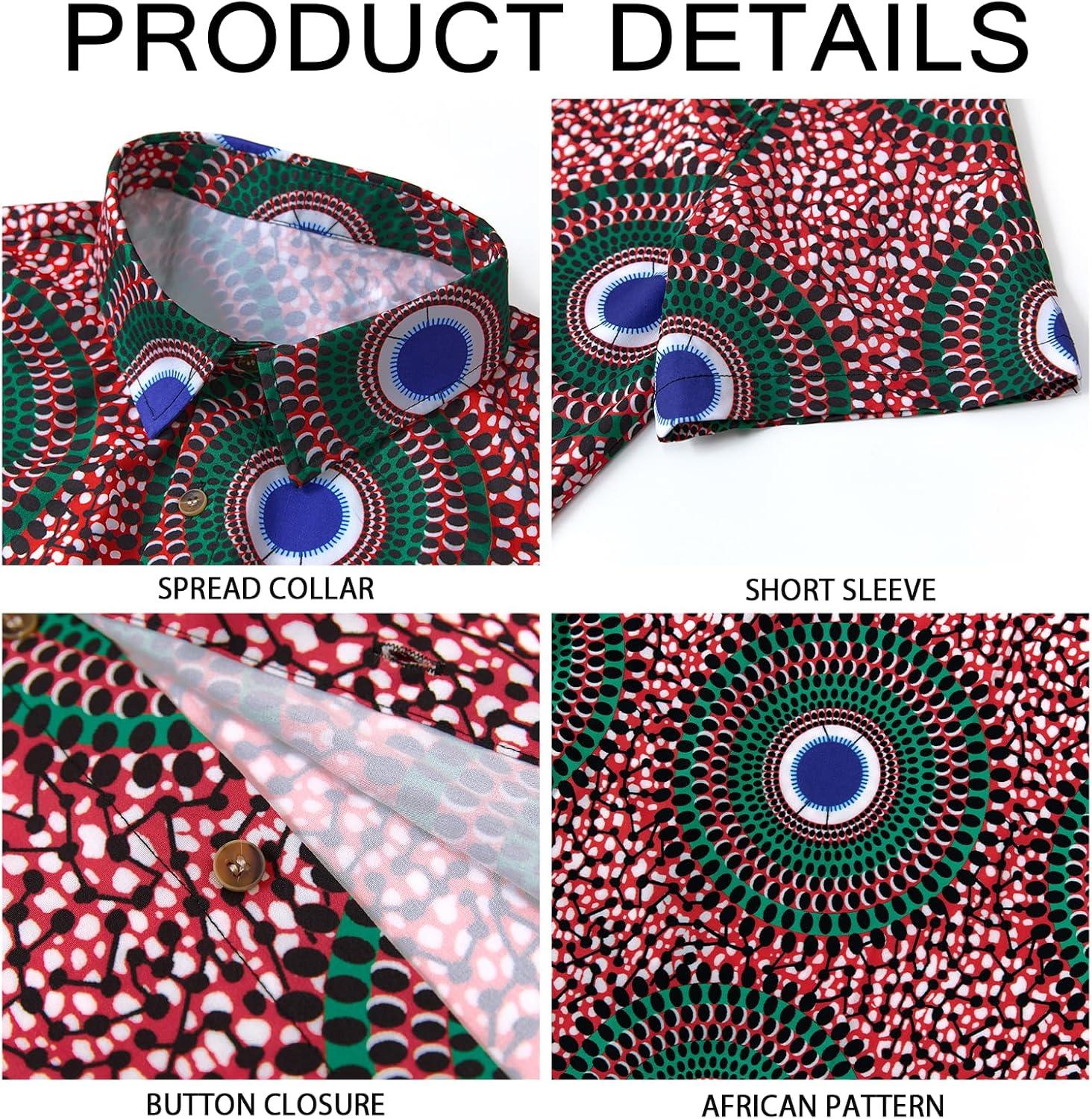 imageRuncati Mens Short Sleeve Shirts Button Down African Traditional Pattern Dashiki Shirt Casual Vintage Floral Hippie TopsArmy Green