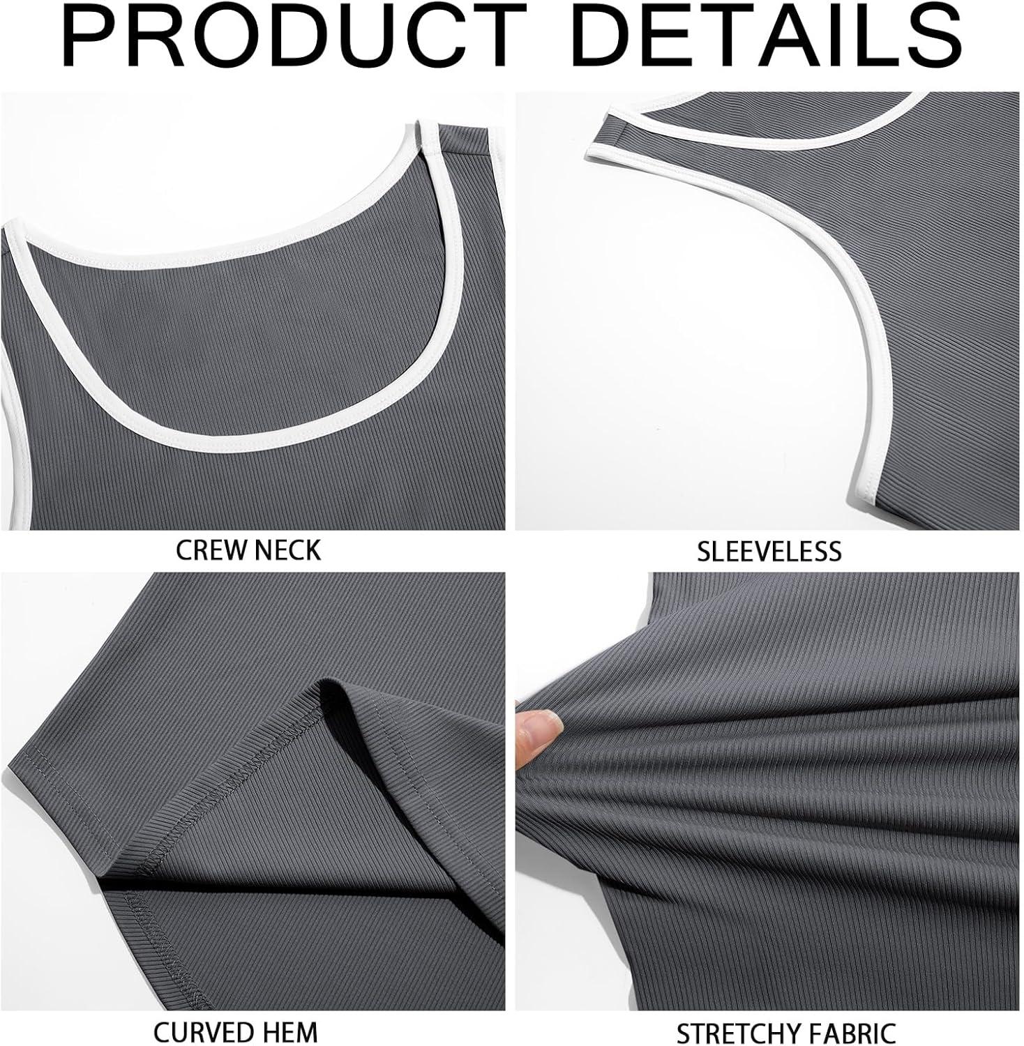 imageRuncati Mens Sleeveless Tank Tops Workout Muscle Gym Knitted Shirt Athletic Bodybuilding Slim Fit Ribbed T ShirtsDark Gray