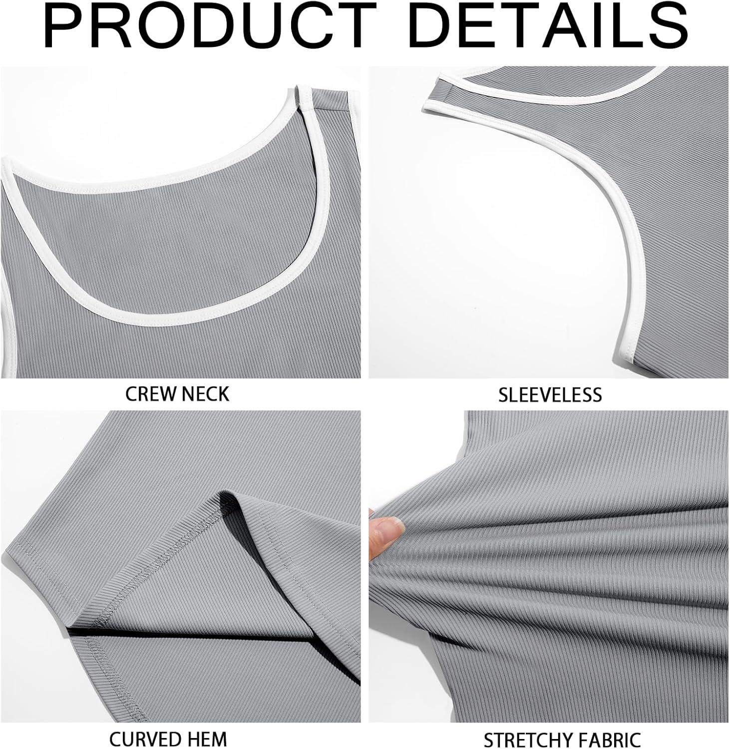 imageRuncati Mens Sleeveless Tank Tops Workout Muscle Gym Knitted Shirt Athletic Bodybuilding Slim Fit Ribbed T ShirtsGray