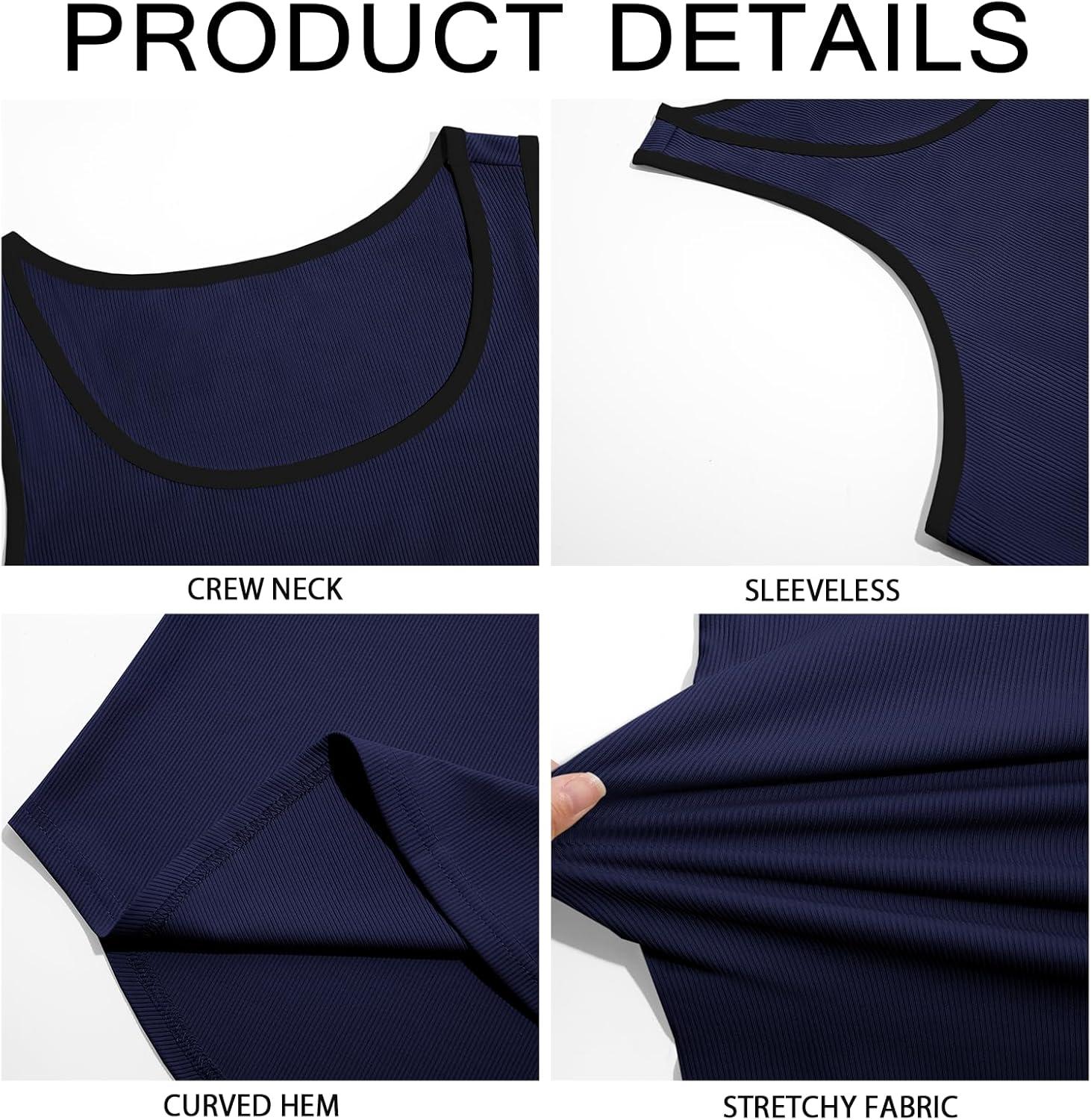 imageRuncati Mens Sleeveless Tank Tops Workout Muscle Gym Knitted Shirt Athletic Bodybuilding Slim Fit Ribbed T ShirtsNavy