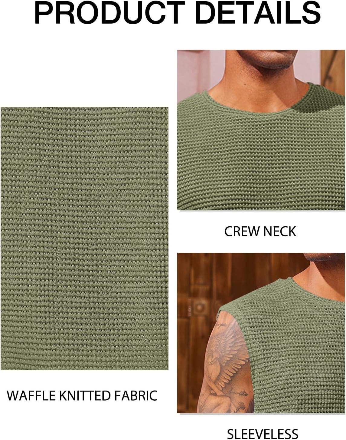 imageRuncati Mens Waffle Tank Tops Sleeveless TShirts Athletic Muscle Summer Beach Hippie ShirtsArmy Green