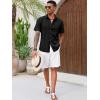 imageRuncati Mens Button Down Linen Shirt Short Sleeve Casual Summer Beach Wedding TopsBlack
