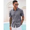imageRuncati Mens Button Down Linen Shirt Short Sleeve Casual Summer Beach Wedding TopsDark Gray