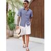 imageRuncati Mens Button Down Linen Shirt Short Sleeve Casual Summer Beach Wedding TopsJeans Blue