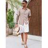 imageRuncati Mens Button Down Linen Shirt Short Sleeve Casual Summer Beach Wedding TopsKhaki