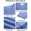 imageRuncati Mens Button Down Linen Shirt Short Sleeve Casual Summer Beach Wedding TopsLight Blue