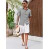 imageRuncati Mens Button Down Linen Shirt Short Sleeve Casual Summer Beach Wedding TopsLight Gray