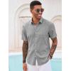 imageRuncati Mens Button Down Linen Shirt Short Sleeve Casual Summer Beach Wedding TopsLight Gray
