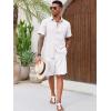 imageRuncati Mens Button Down Linen Shirt Short Sleeve Casual Summer Beach Wedding TopsWhite