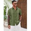 imageRuncati Mens Cuban Guayabera Shirts Short Sleeve Button Down Casual Summer Beach Wedding Embroidered TopsArmy Green