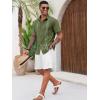 imageRuncati Mens Cuban Guayabera Shirts Short Sleeve Button Down Casual Summer Beach Wedding Embroidered TopsArmy Green