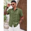 imageRuncati Mens Cuban Guayabera Shirts Short Sleeve Button Down Casual Summer Beach Wedding Embroidered TopsArmy Green