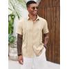 imageRuncati Mens Cuban Guayabera Shirts Short Sleeve Button Down Casual Summer Beach Wedding Embroidered TopsBeige