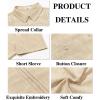 imageRuncati Mens Cuban Guayabera Shirts Short Sleeve Button Down Casual Summer Beach Wedding Embroidered TopsBeige