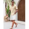 imageRuncati Mens Cuban Guayabera Shirts Short Sleeve Button Down Casual Summer Beach Wedding Embroidered TopsBeige
