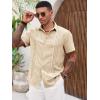 imageRuncati Mens Cuban Guayabera Shirts Short Sleeve Button Down Casual Summer Beach Wedding Embroidered TopsBeige