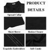 imageRuncati Mens Cuban Guayabera Shirts Short Sleeve Button Down Casual Summer Beach Wedding Embroidered TopsBlack