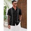 imageRuncati Mens Cuban Guayabera Shirts Short Sleeve Button Down Casual Summer Beach Wedding Embroidered TopsBlack