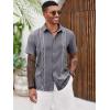 imageRuncati Mens Cuban Guayabera Shirts Short Sleeve Button Down Casual Summer Beach Wedding Embroidered TopsDark Gray