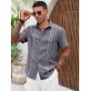 imageRuncati Mens Cuban Guayabera Shirts Short Sleeve Button Down Casual Summer Beach Wedding Embroidered TopsDark Gray
