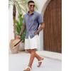 imageRuncati Mens Cuban Guayabera Shirts Short Sleeve Button Down Casual Summer Beach Wedding Embroidered TopsJeans Blue