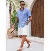 imageRuncati Mens Cuban Guayabera Shirts Short Sleeve Button Down Casual Summer Beach Wedding Embroidered TopsLight Blue