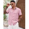 imageRuncati Mens Cuban Guayabera Shirts Short Sleeve Button Down Casual Summer Beach Wedding Embroidered TopsPink