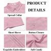 imageRuncati Mens Cuban Guayabera Shirts Short Sleeve Button Down Casual Summer Beach Wedding Embroidered TopsPink