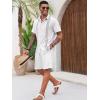imageRuncati Mens Cuban Guayabera Shirts Short Sleeve Button Down Casual Summer Beach Wedding Embroidered TopsWhite
