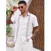 imageRuncati Mens Cuban Guayabera Shirts Short Sleeve Button Down Casual Summer Beach Wedding Embroidered TopsWhite