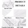 imageRuncati Mens Cuban Guayabera Shirts Short Sleeve Button Down Casual Summer Beach Wedding Embroidered TopsWhite