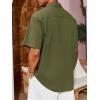imageRuncati Mens Linen Shirt Guayabera Cuban Short Sleeve Button Down Cotton Summer Beach Hippie ShirtsArmy Green