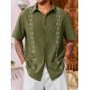 imageRuncati Mens Linen Shirt Guayabera Cuban Short Sleeve Button Down Cotton Summer Beach Hippie ShirtsArmy Green