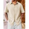 imageRuncati Mens Linen Shirt Guayabera Cuban Short Sleeve Button Down Cotton Summer Beach Hippie ShirtsBeige