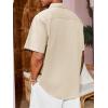 imageRuncati Mens Linen Shirt Guayabera Cuban Short Sleeve Button Down Cotton Summer Beach Hippie ShirtsBeige