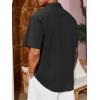 imageRuncati Mens Linen Shirt Guayabera Cuban Short Sleeve Button Down Cotton Summer Beach Hippie ShirtsBlack