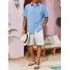 imageRuncati Mens Linen Shirt Guayabera Cuban Short Sleeve Button Down Cotton Summer Beach Hippie ShirtsBlue