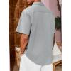 imageRuncati Mens Linen Shirt Guayabera Cuban Short Sleeve Button Down Cotton Summer Beach Hippie ShirtsGrey