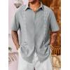 imageRuncati Mens Linen Shirt Guayabera Cuban Short Sleeve Button Down Cotton Summer Beach Hippie ShirtsGrey