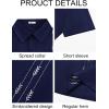 imageRuncati Mens Linen Shirt Guayabera Cuban Short Sleeve Button Down Cotton Summer Beach Hippie ShirtsNavy