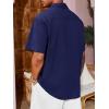 imageRuncati Mens Linen Shirt Guayabera Cuban Short Sleeve Button Down Cotton Summer Beach Hippie ShirtsNavy