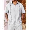 imageRuncati Mens Linen Shirt Guayabera Cuban Short Sleeve Button Down Cotton Summer Beach Hippie ShirtsWhite